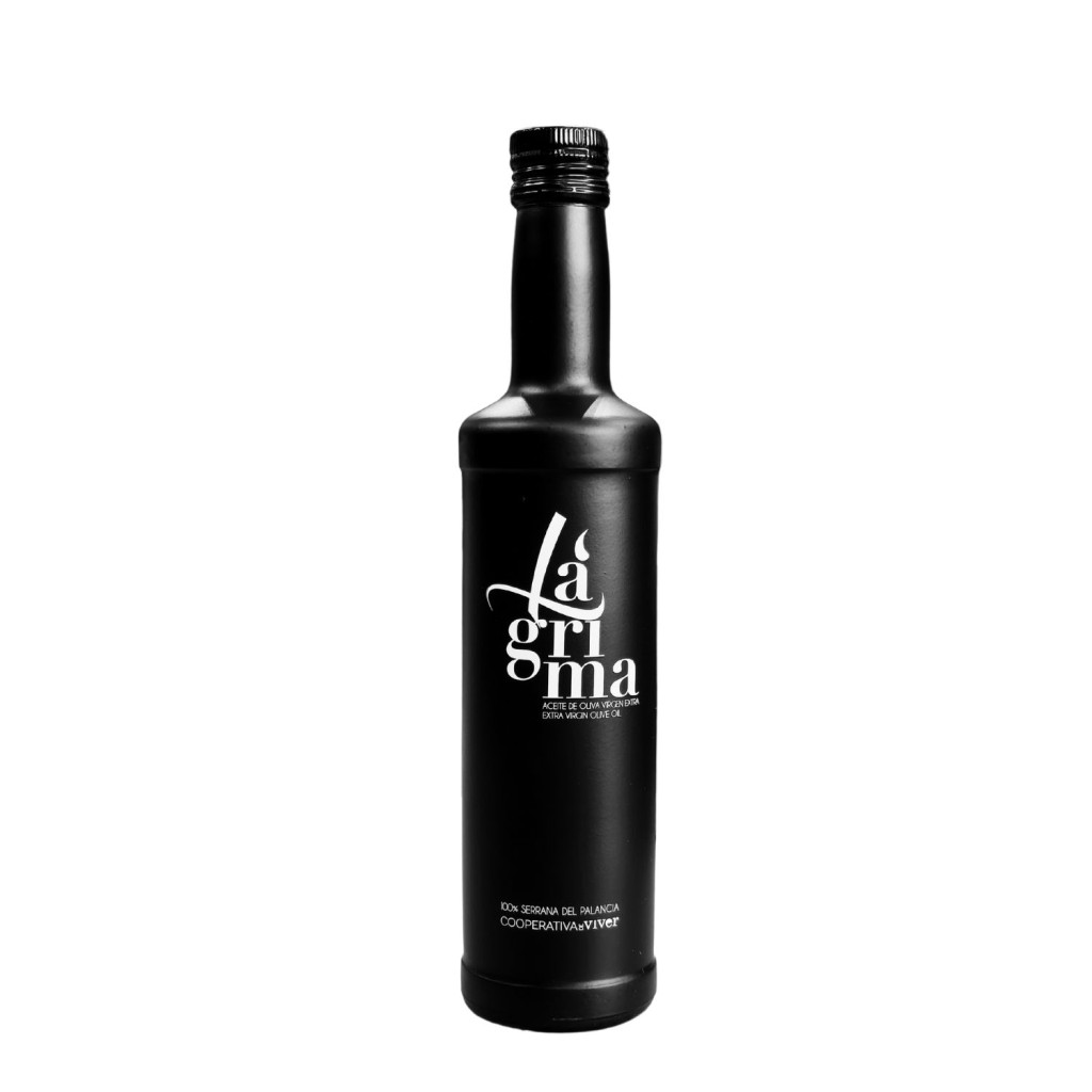 Botella de 500 ml de aceite de oliva virgen extra Lágrima, variedad Serrana del Palancia, de primera extracción en frío