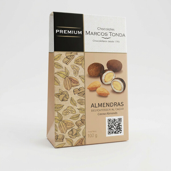 Grajeas de almendras artesanas cubiertas de cacao Marcos Tonda