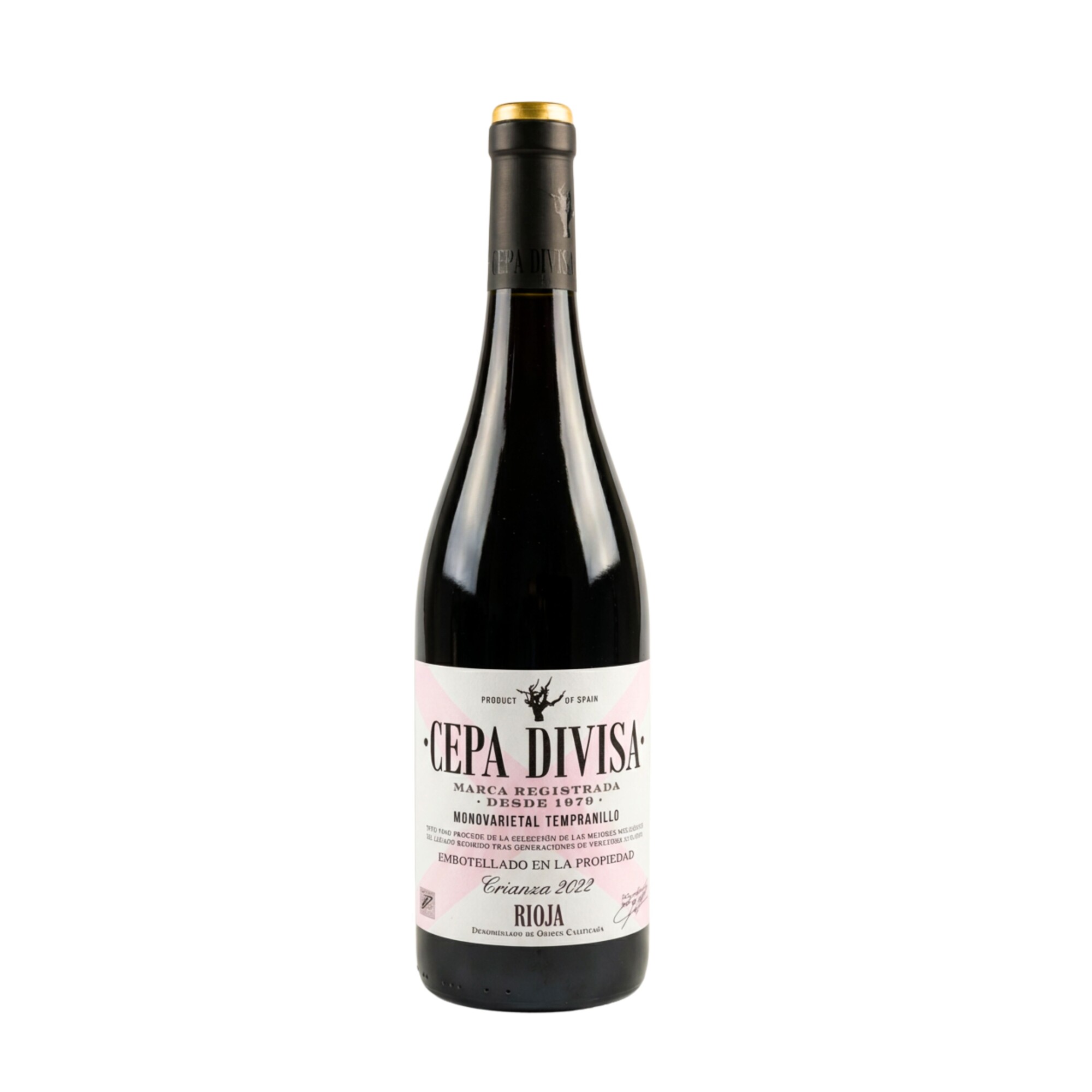 Botella de vino Cepa Divisa Crianza 2022 para regalo gourmet