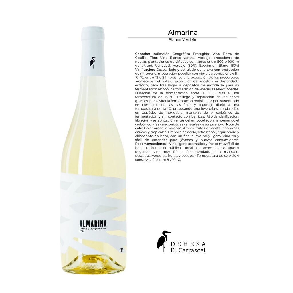Ficha técnica del vino blanco Almarina, de Dehesa El Carrascal