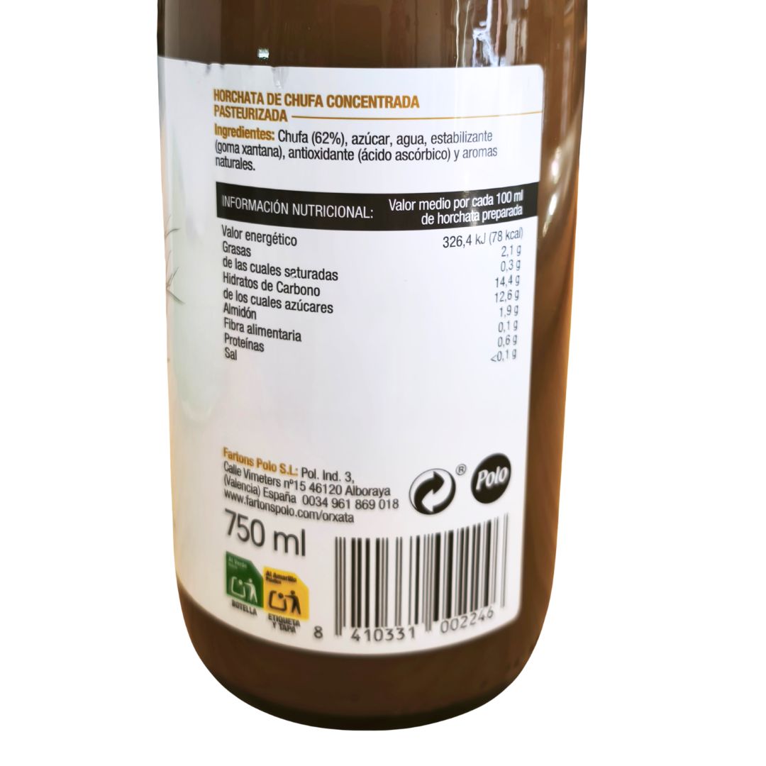 Valores nutricionales horchata concentrada Polo