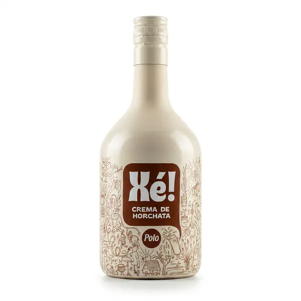 Botella de Licor de Horchata Polo 70 cl sobre fondo claro