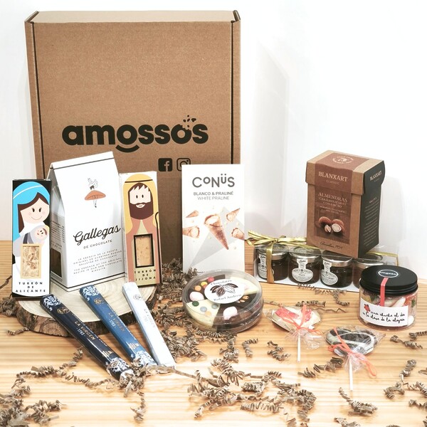 Caja gourmet Navidad infantil con turrones de la Virgen María y San José